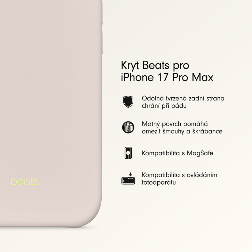 Kryt pro iPhone 17 Pro Max Beats s MagSafe a ovladačem fotoaparátu - vápencově šedý - bonami.click