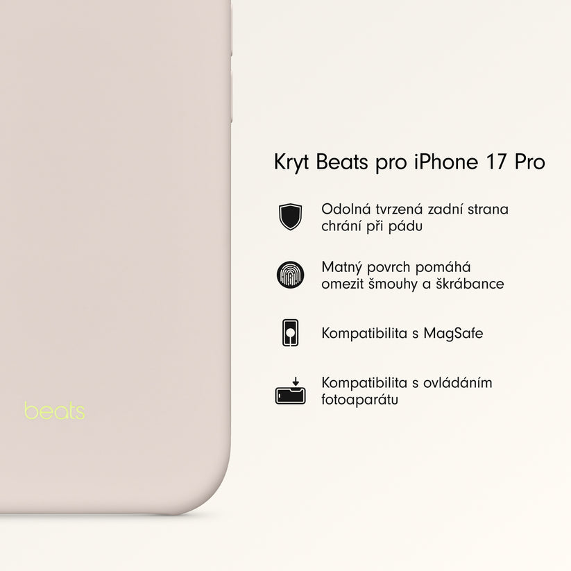 Kryt pro iPhone 17 Pro Beats s MagSafe a ovladačem fotoaparátu - vápencově šedý - bonami.click