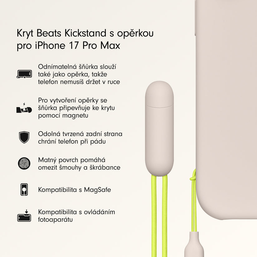 Kryt se stojánkem pro iPhone 17 Pro Max Beats s MagSafe a ovladačem fotoaparátu - vápencově šedý - bonami.click