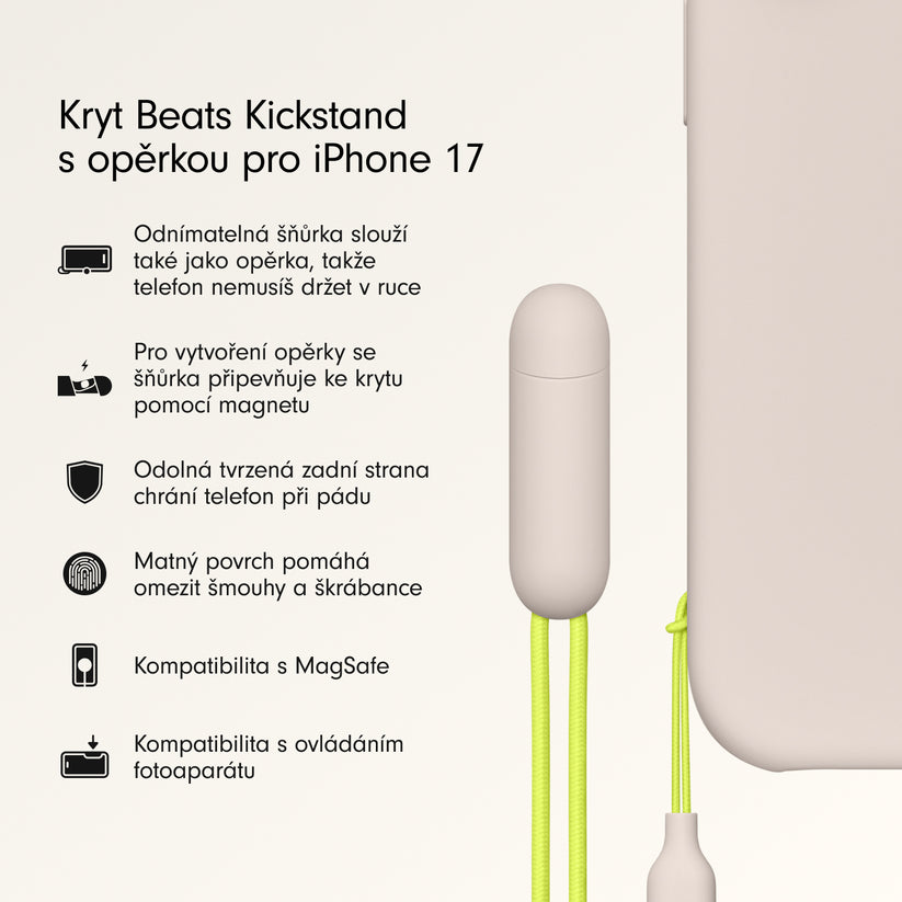 Kryt se stojánkem pro iPhone 17 Beats s MagSafe a ovladačem fotoaparátu - vápencově šedý - bonami.click