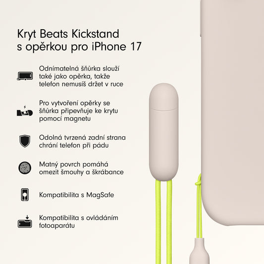 Kryt se stojánkem pro iPhone 17 Beats s MagSafe a ovladačem fotoaparátu - vápencově šedý - bonami.click