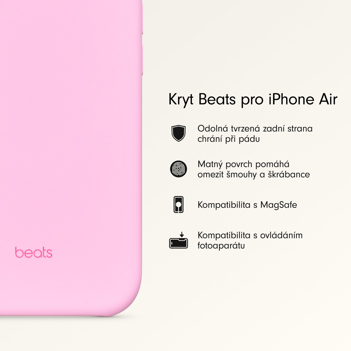 Kryt pro iPhone Air Beats s MagSafe a ovladačem fotoaparátu - oblázkově růžový - bonami.click
