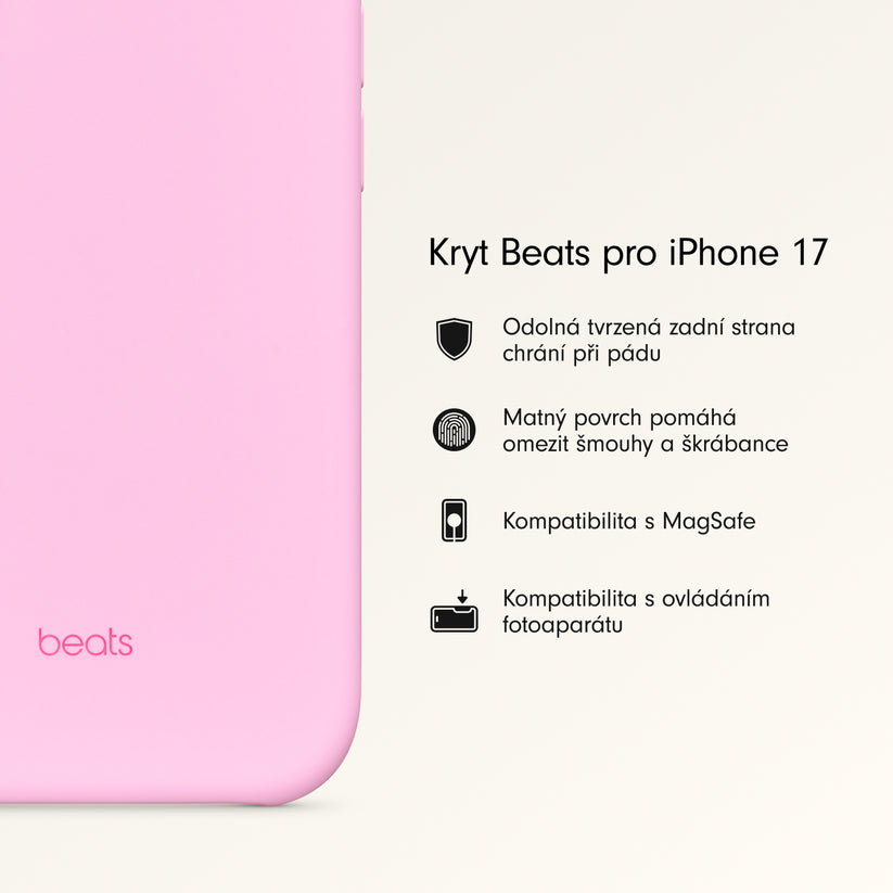 Kryt pro iPhone 17 Beats s MagSafe a ovladačem fotoaparátu - oblázkově růžový - bonami.click