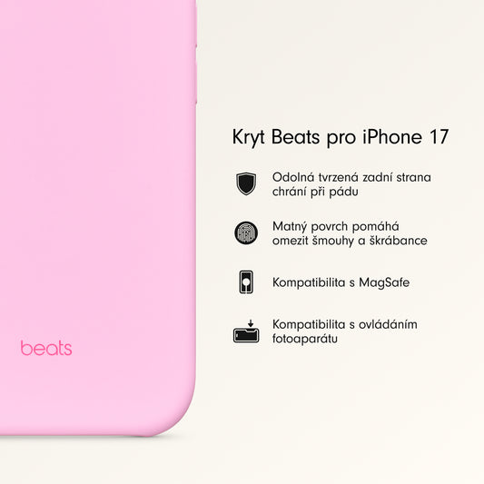 Kryt pro iPhone 17 Beats s MagSafe a ovladačem fotoaparátu - oblázkově růžový - bonami.click