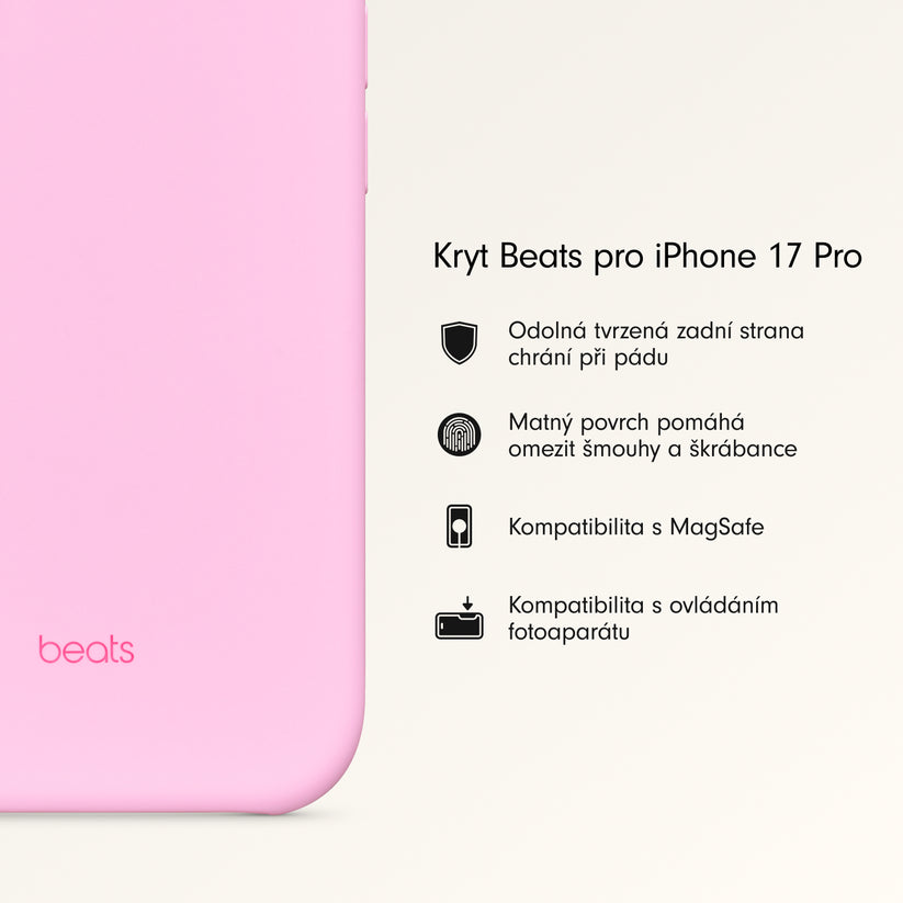 Kryt pro iPhone 17 Pro Beats s MagSafe a ovladačem fotoaparátu - oblázkově růžový - bonami.click