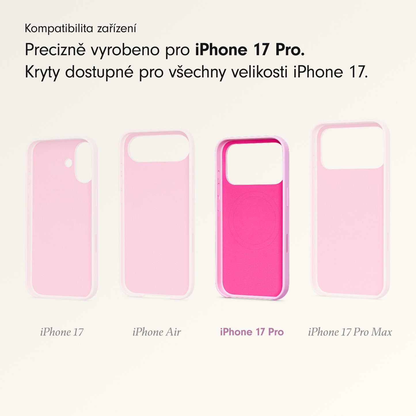 Kryt pro iPhone 17 Pro Beats s MagSafe a ovladačem fotoaparátu - oblázkově růžový - bonami.click