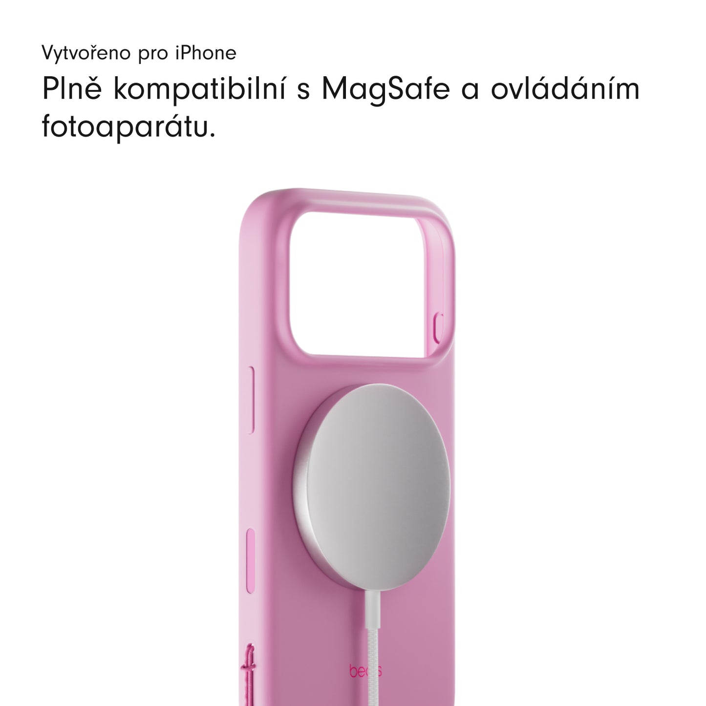 Kryt se stojánkem pro iPhone 17 Beats s MagSafe a ovladačem fotoaparátu - oblázkově růžový - bonami.click