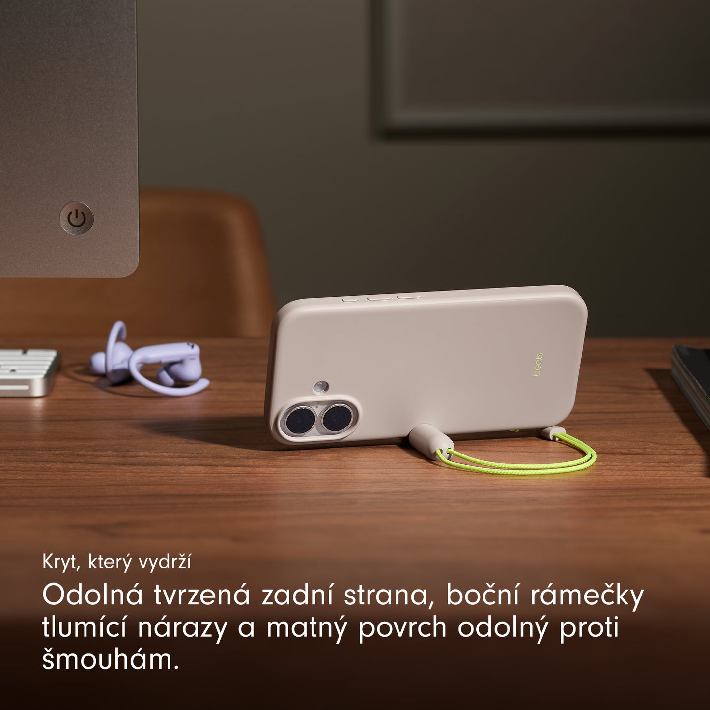 Kryt se stojánkem pro iPhone 17 Beats s MagSafe a ovladačem fotoaparátu - vápencově šedý - bonami.click