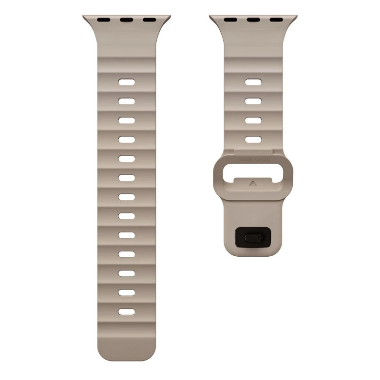 Řemínek pro Apple Watch 44/45/46/49 mm Mobile Origin FKM Strap s kovovým zapínáním - béžový - bonami.click
