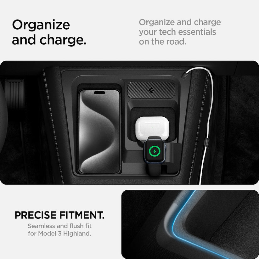 Nabíjecí stanice Spigen Tesla 3 in 1 Wireless Charging Hub Mount - černá - bonami.click