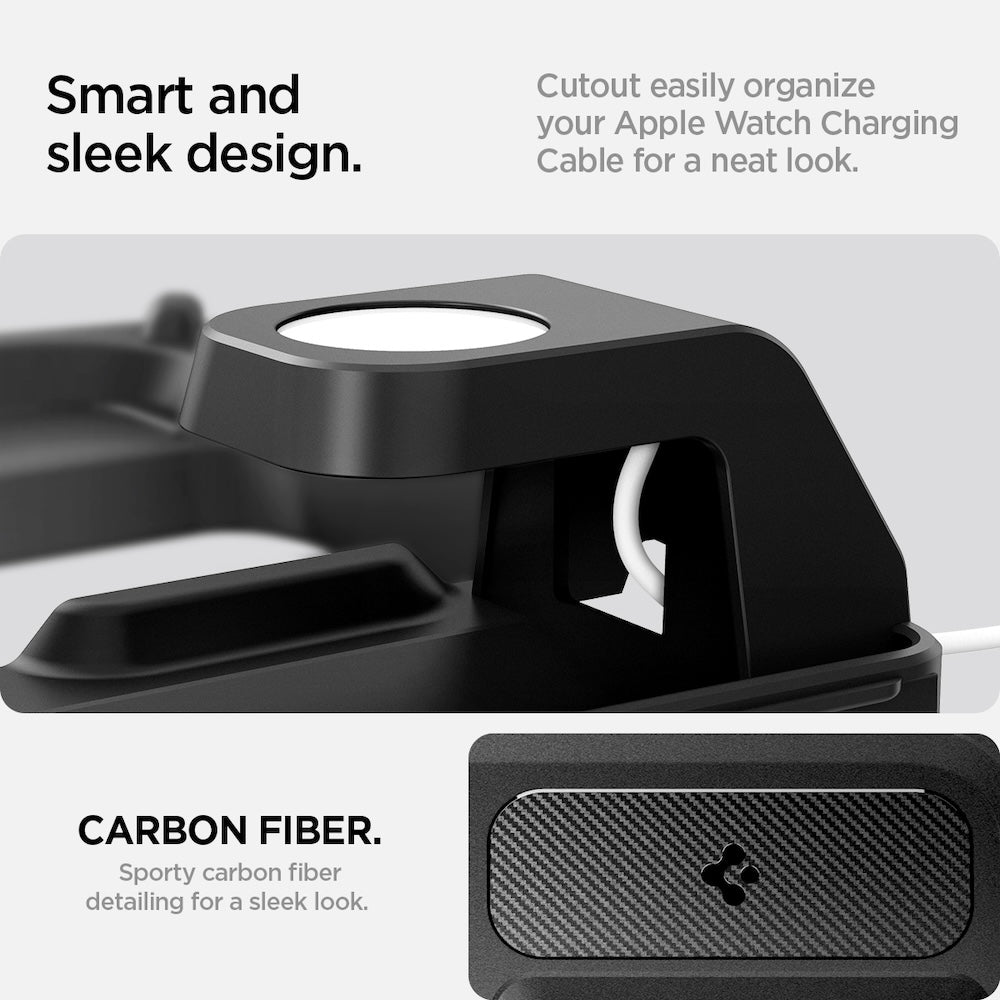 Nabíjecí stanice Spigen Tesla 3 in 1 Wireless Charging Hub Mount - černá - bonami.click