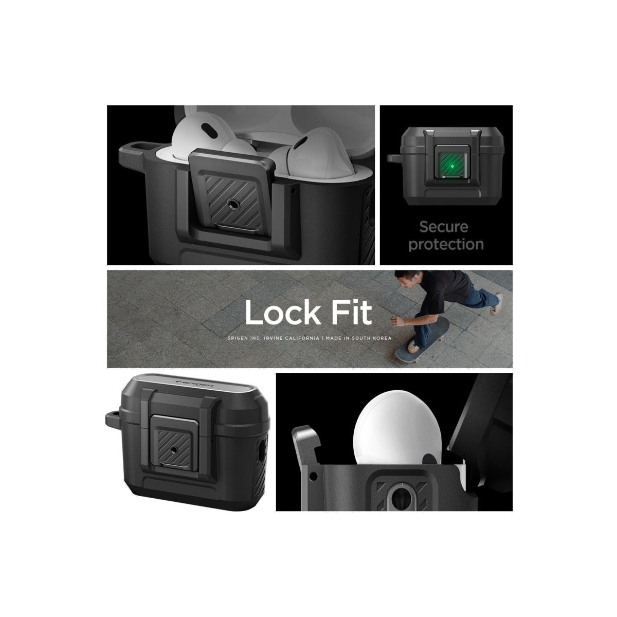 Obal pro AirPods Pro 2. gen Spigen Lock Fit - černý - bonami.click