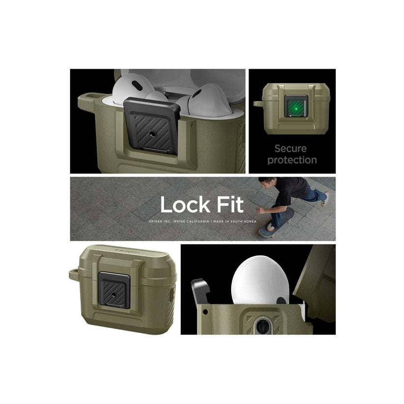Obal pro AirPods Pro 2. gen Spigen Lock Fit - zelený - bonami.click