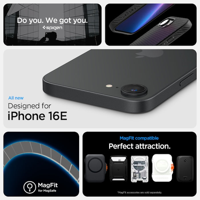 MagSafe kryt pro iPhone 16e Spigen Liquid Air - matně černý - bonami.click