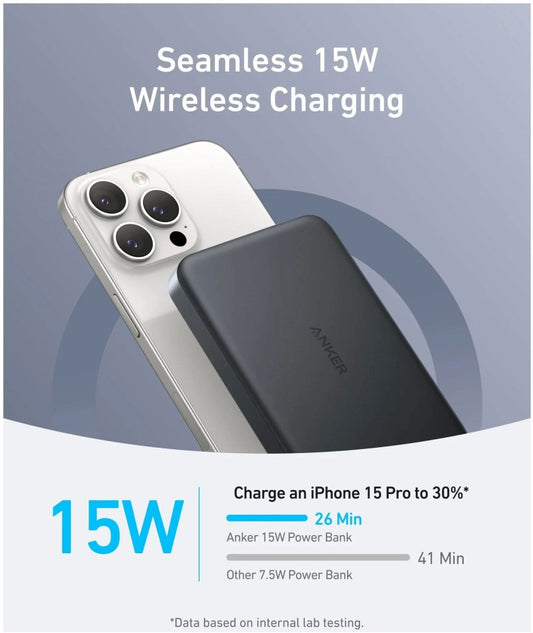 10 000 mAh bezdrátová 30W powerbanka Anker MagGo - černá