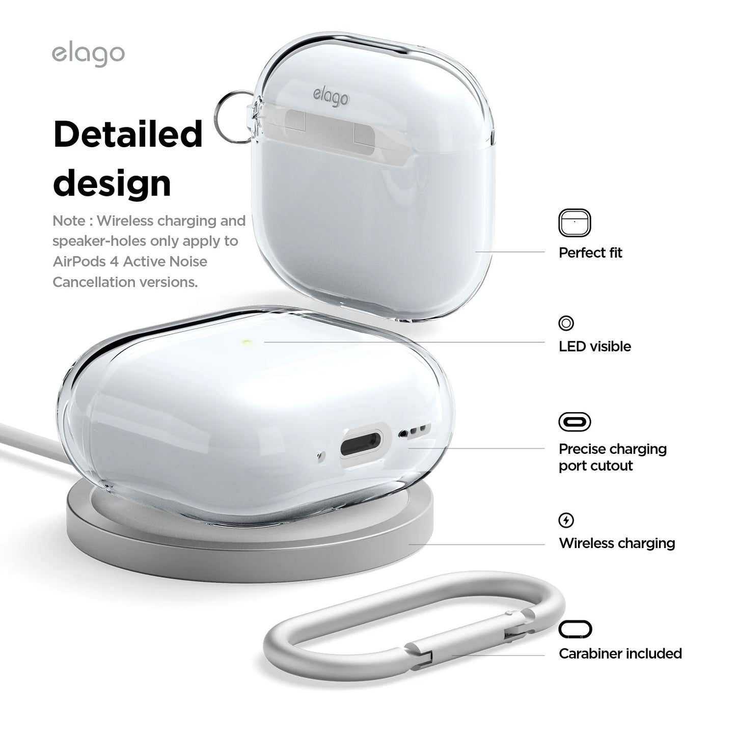 Závěsné pouzdro pro AirPods 4 Elago Hybrid Hang Case - průhledné - bonami.click