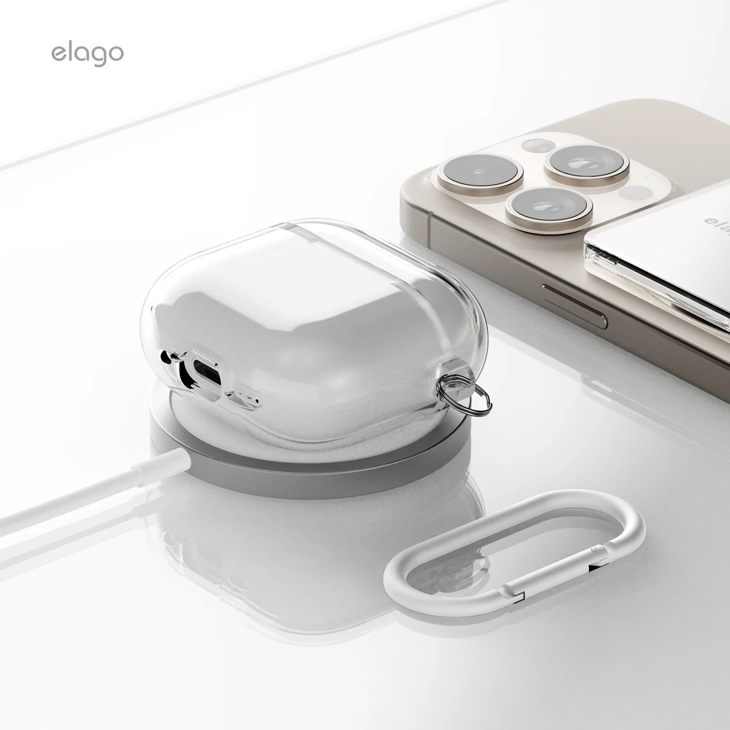 Závěsné pouzdro pro AirPods 4 Elago Hybrid Hang Case - průhledné - bonami.click