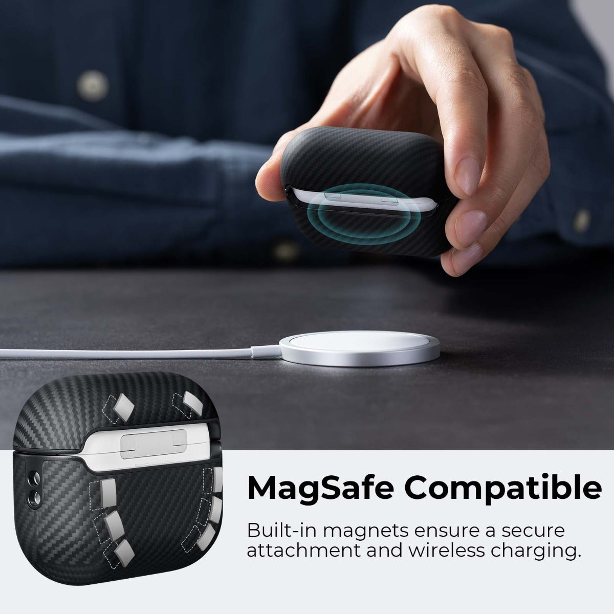 Kryt na AirPods Pro Pitaka MagEZ 2 - černý - bonami.click