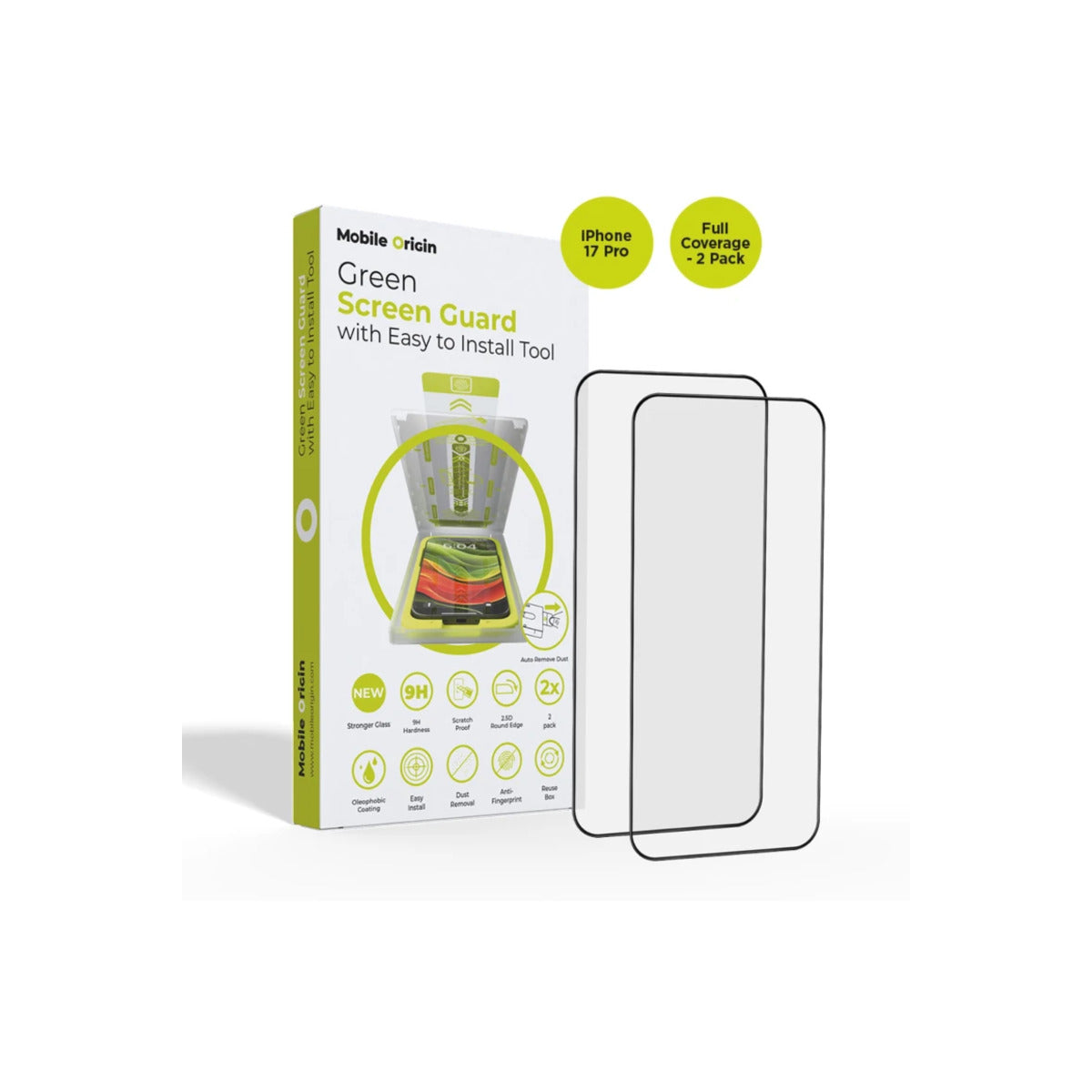 Ochranné sklo pro iPhone 17 Pro Mobile Origin Screen Guard s aplikátorem, úplným pokrytím, 2 ks - bonami.click