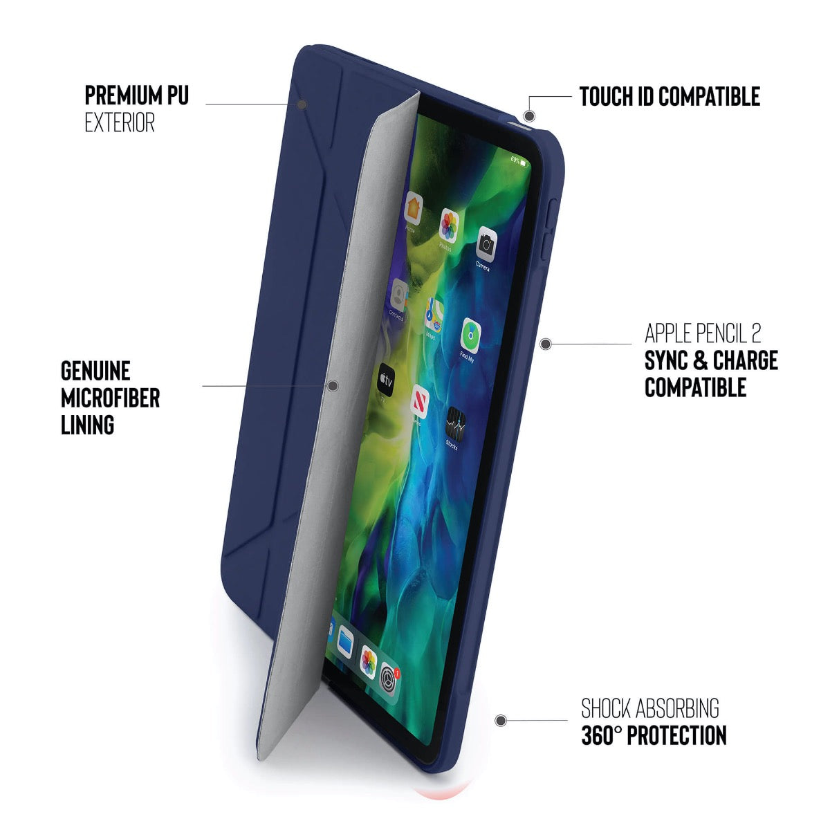 Pouzdro Pipetto Origami pro iPad Air 4 10.9" (2020) - námořnicky modré - bonami.click