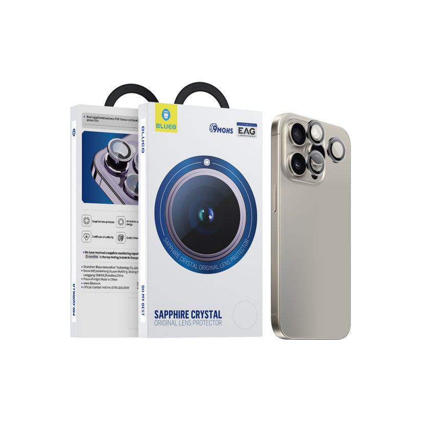 Safírové sklo na čočky pro iPhone 16 Pro Max Blueo - šedé - bonami.click