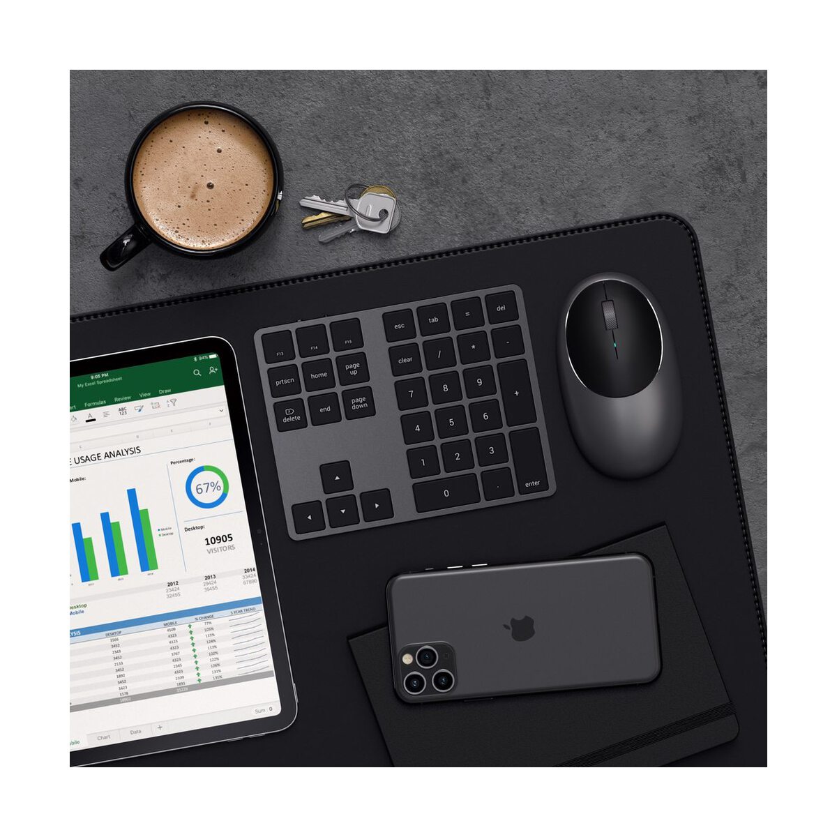 Bezdrátová číselná klávesnice Satechi Extended Keypad - vesmírně šedá - bonami.click