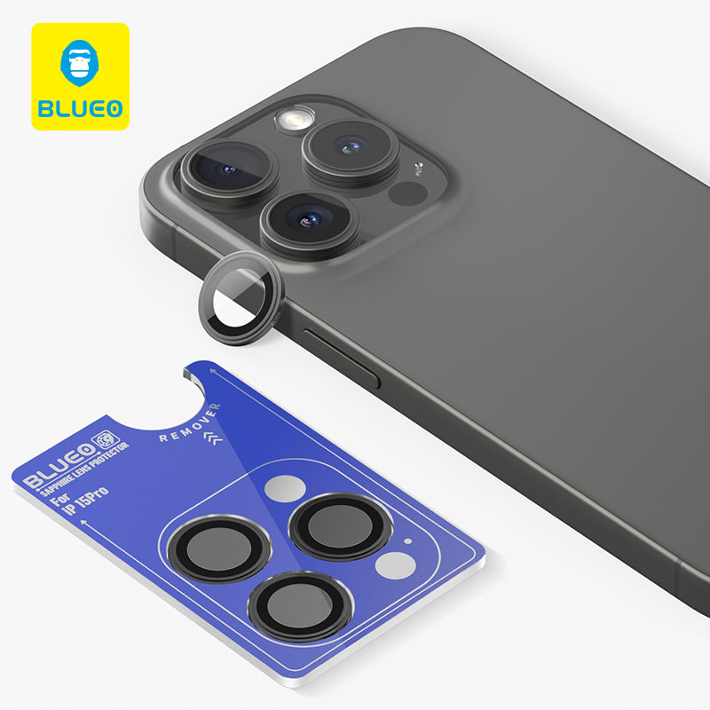 Safírové sklo na čočky pro iPhone 16 Pro Max Blueo - černé - bonami.click