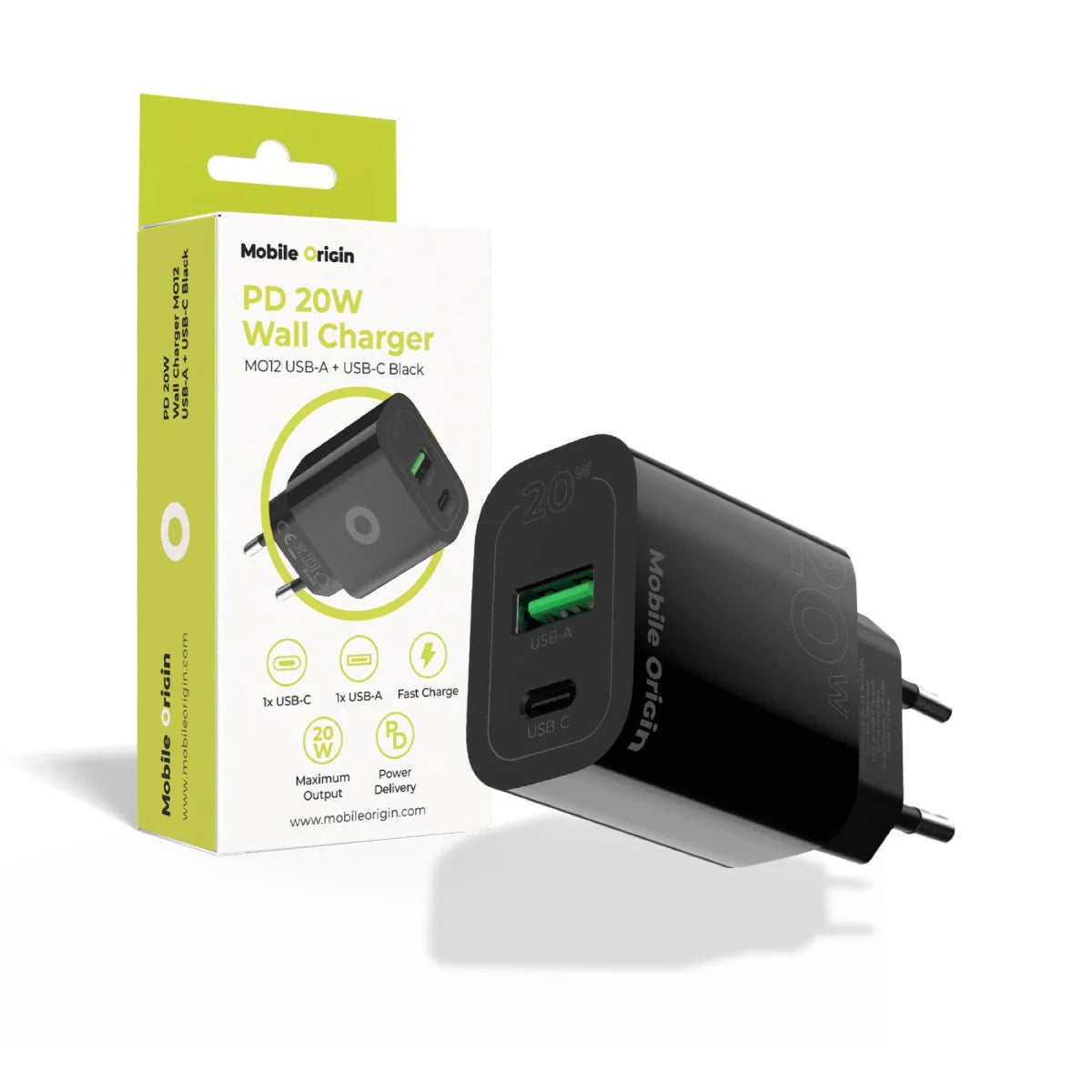 Síťová nabíječka Mobile Origin USB-C a USB-A Wall Charger 20W