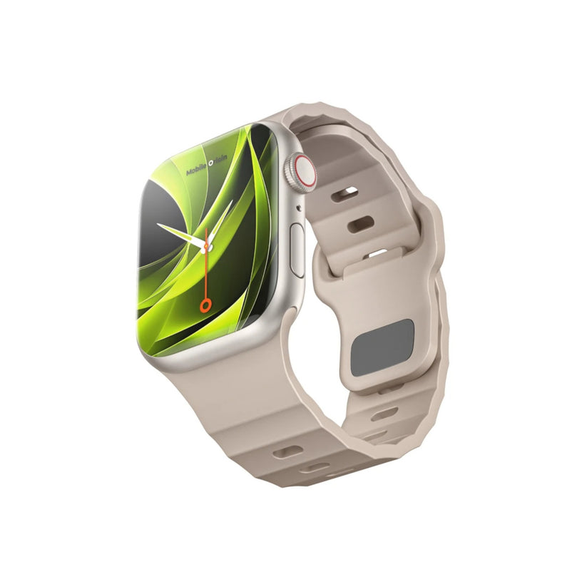 Řemínek pro Apple Watch 44/45/46/49 mm Mobile Origin FKM Strap s kovovým zapínáním - béžový - bonami.click