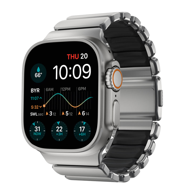 Řemínek pro Apple Watch 45/46/49 mm Nomad Stratos Band FKM - stříbrný - bonami.click