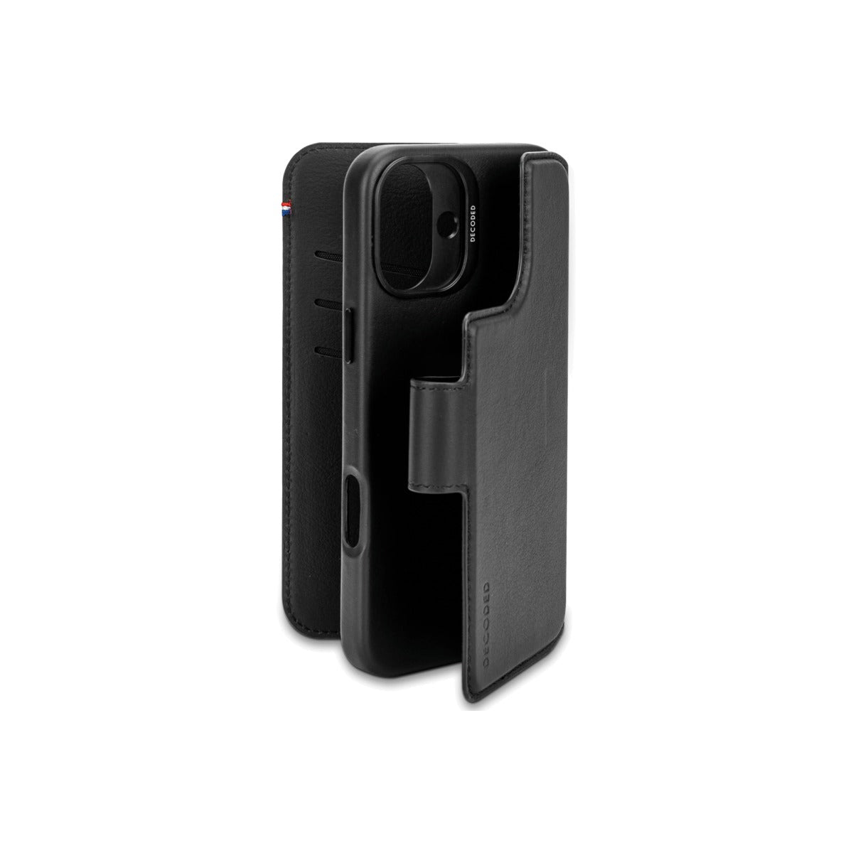 Kožená odnímatelná peněženka Decoded pro iPhone 16 Plus - černá - bonami.click