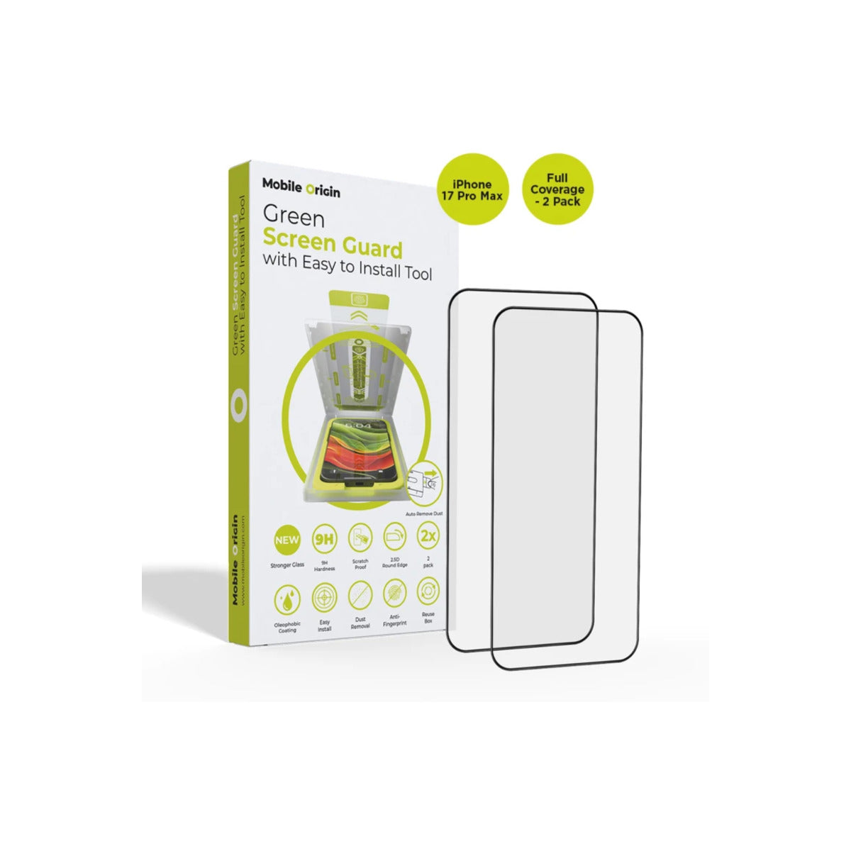 Ochranné sklo pro iPhone 17 Pro Max Mobile Origin Screen Guard s aplikátorem, úplným pokrytím, 2 ks - bonami.click
