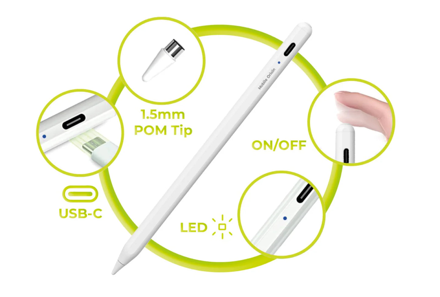Aktivní dotykové pero Mobile Origin Universal USB-C Active Stylus Pen PE1