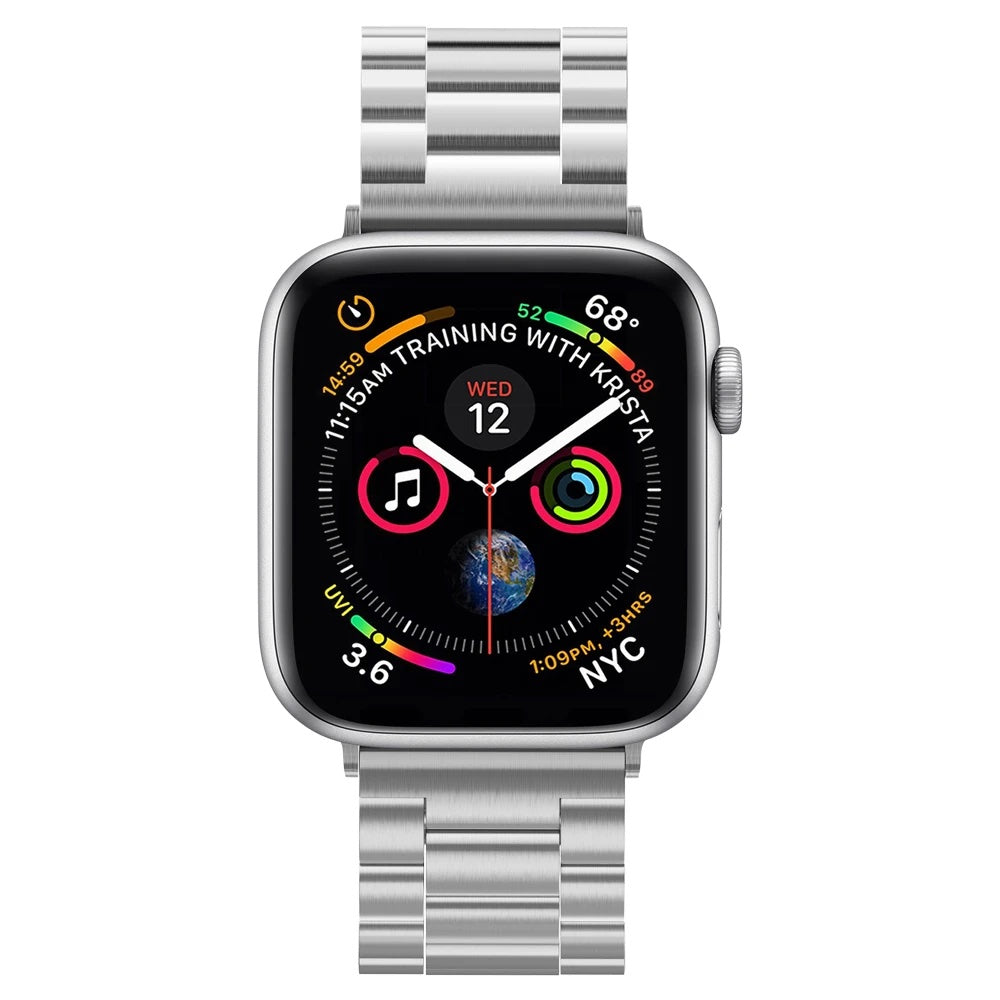 Kovový řemínek pro Apple Watch 42/44/45/49 mm Spigen Modern Fit - stříbrný - bonami.click