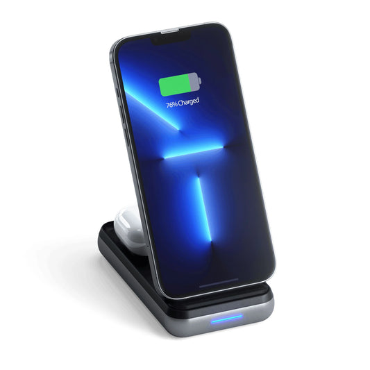 10 000 mAh hliníková bezdrátová powerbanka se stojánkem Satechi Duo Wireless Charger