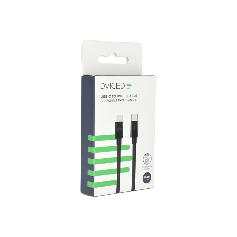 Pletený kabel USB-C / USB-C Dviced 0,25 m – černý - bonami.click