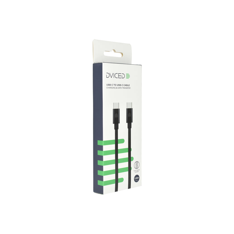 Pletený kabel USB-C / USB-C Dviced 1,25 m – černý - bonami.click