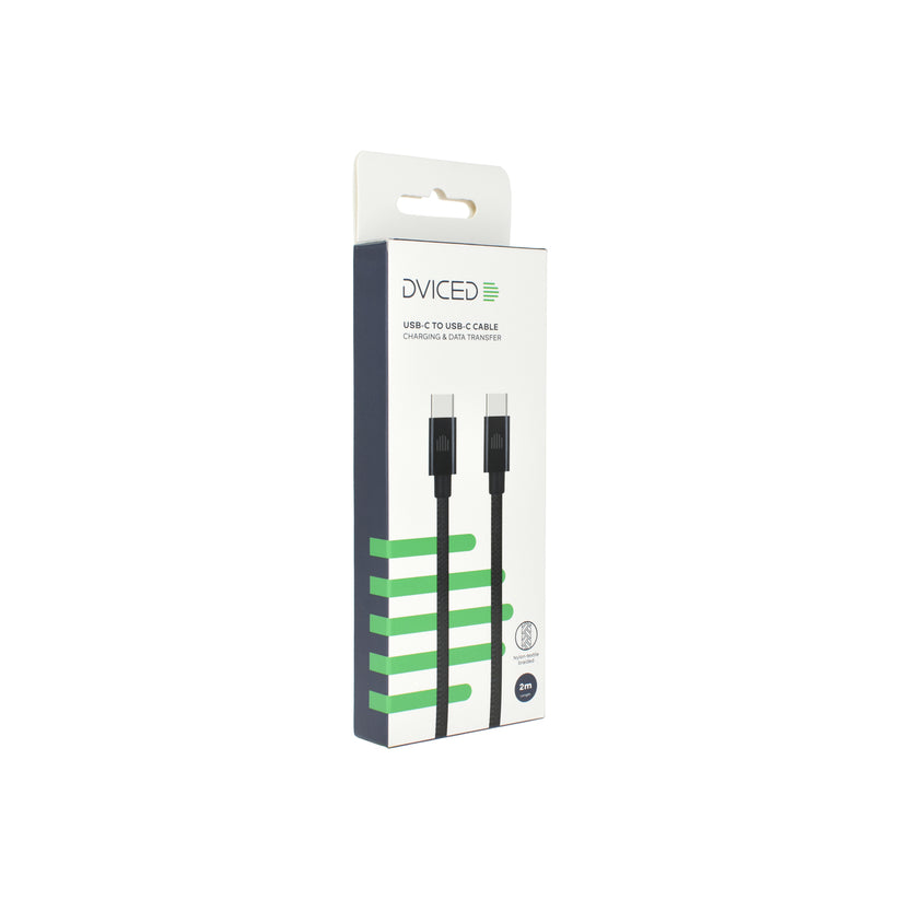 Pletený kabel USB-C / USB-C Dviced 2 m – černý - bonami.click