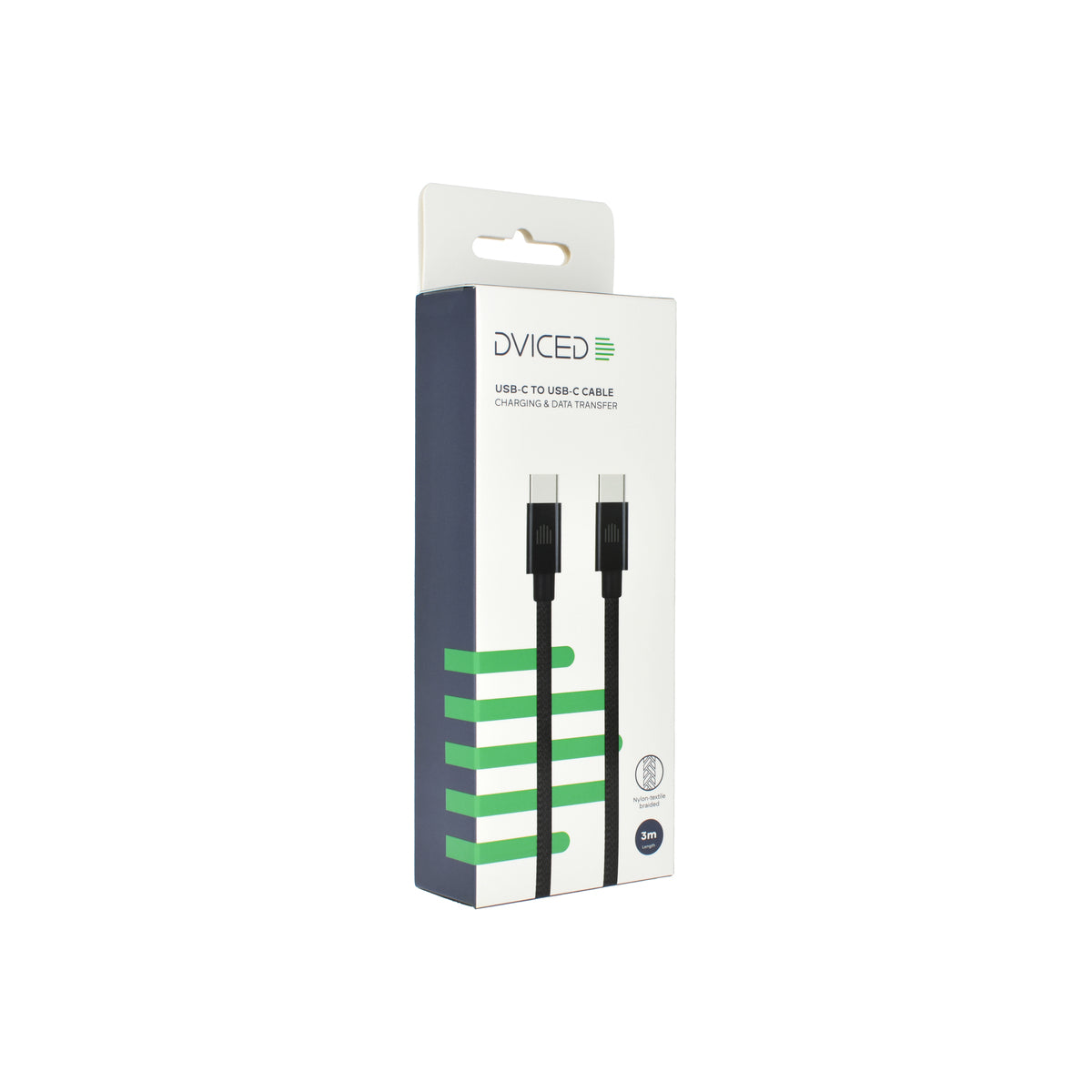 Pletený kabel USB-C / USB-C Dviced 3 m – černý - bonami.click