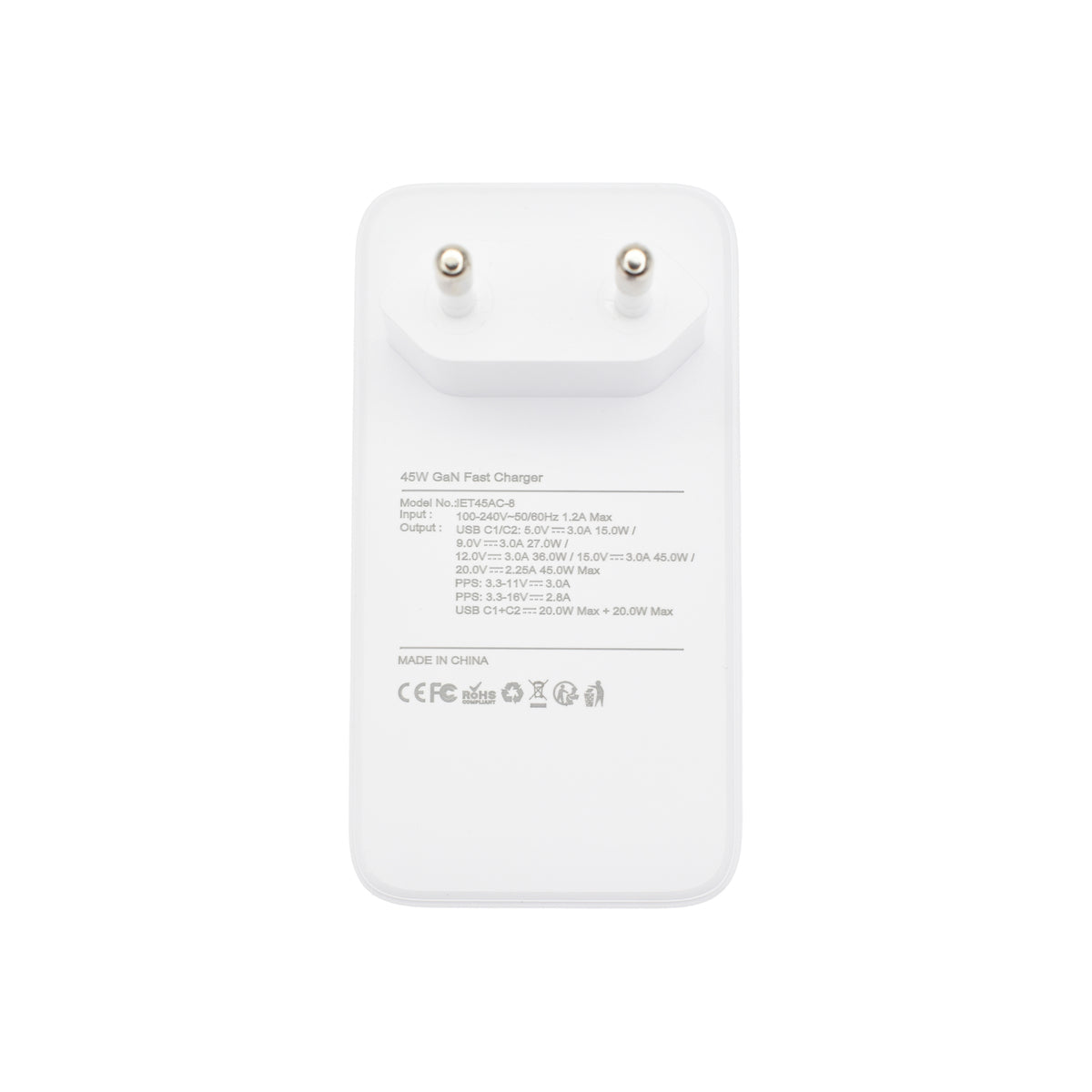 Tenká nabíječka 45W GaN Dviced 2× USB-C – bílá - bonami.click