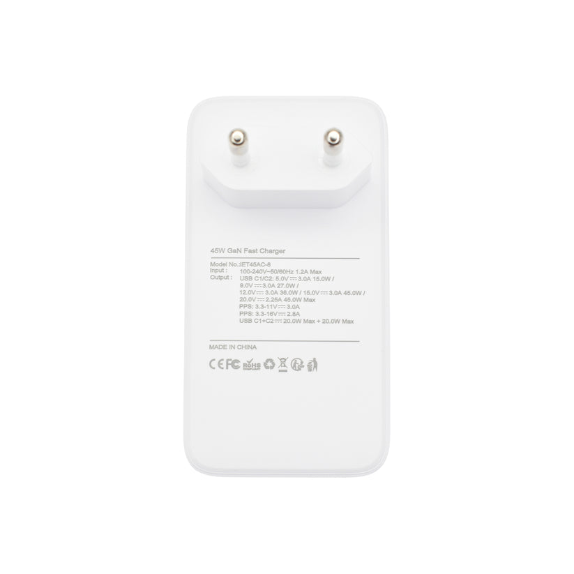 Tenká nabíječka 45W GaN Dviced 2× USB-C – bílá - bonami.click