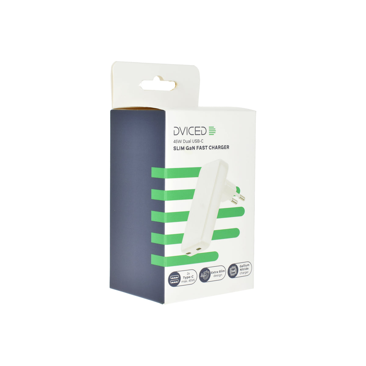 Tenká nabíječka 45W GaN Dviced 2× USB-C – bílá - bonami.click