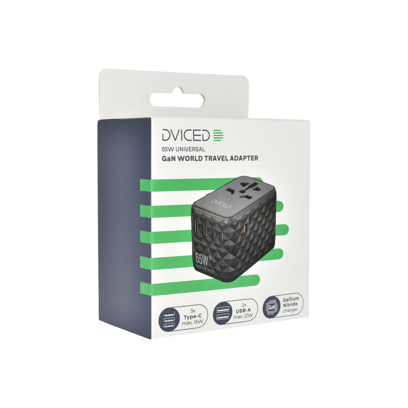 Cestovní adaptér 65W Dviced Universal – černý - bonami.click