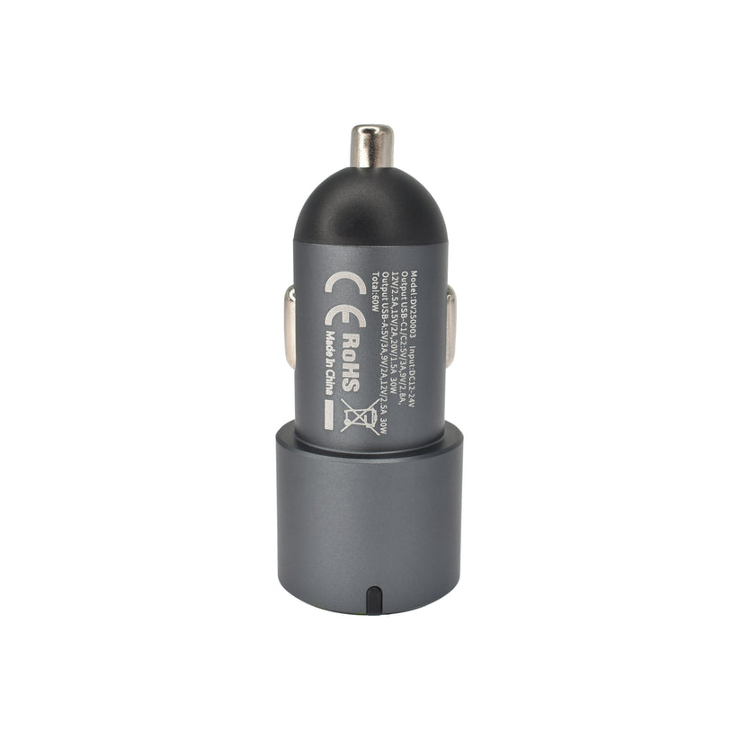 Autonabíječka 60W Dviced 1× USB-A, 2× USB-C – šedá - bonami.click
