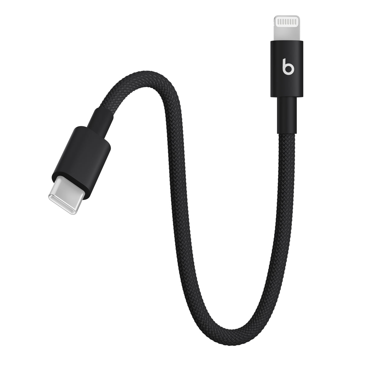 Krátký opletený kabel Beats USB-C / Lightning 20 cm - sytě černá