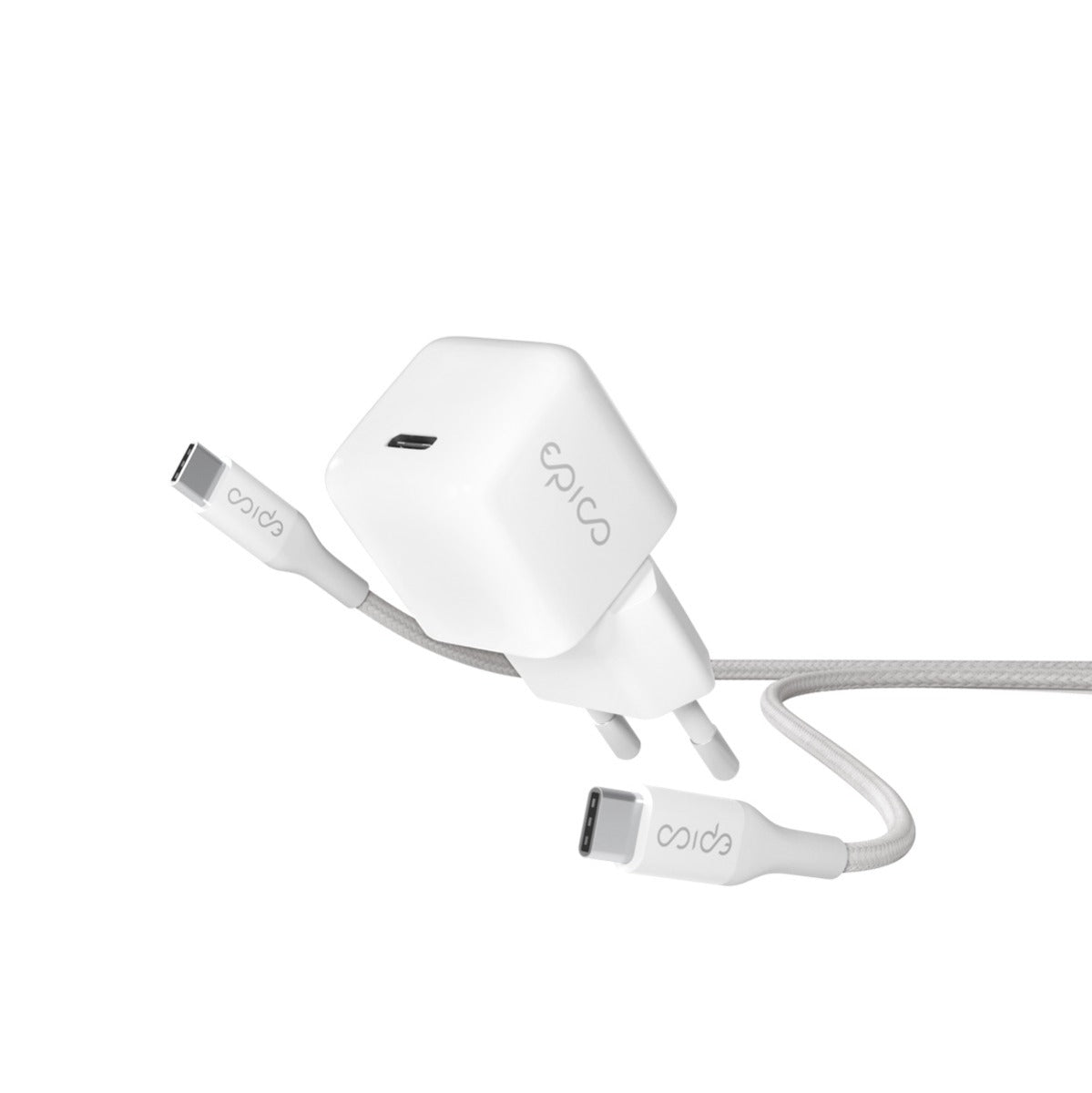 30W GaN nabíječka Epico Charger Bundle s 1,2m kabelem USB-C - bílá - bonami.click