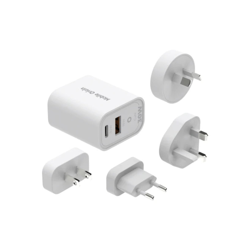 30W univerzální cestovní adaptér Mobile Origin GaN MO14 - bílý - bonami.click