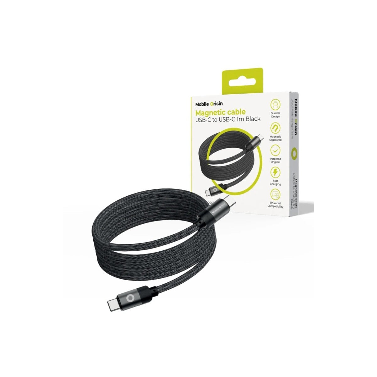 Magnetický 27W nabíjecí kabel Mobile Origin Original Cable USB-C / USB-C 1m - černý - bonami.click