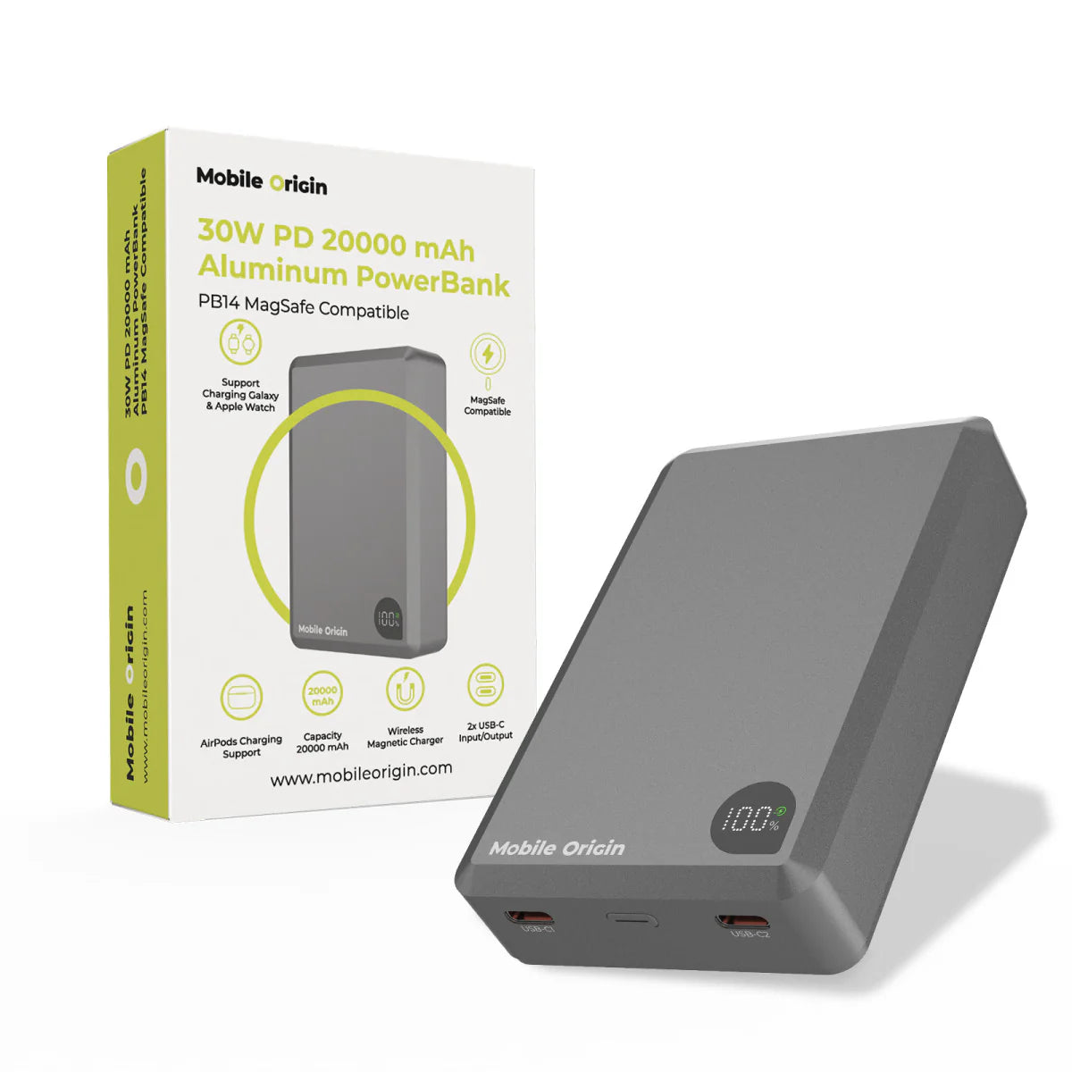 30W PD Hliníková MagSafe powerbanka Mobile Origin PB14 20 000 mAh