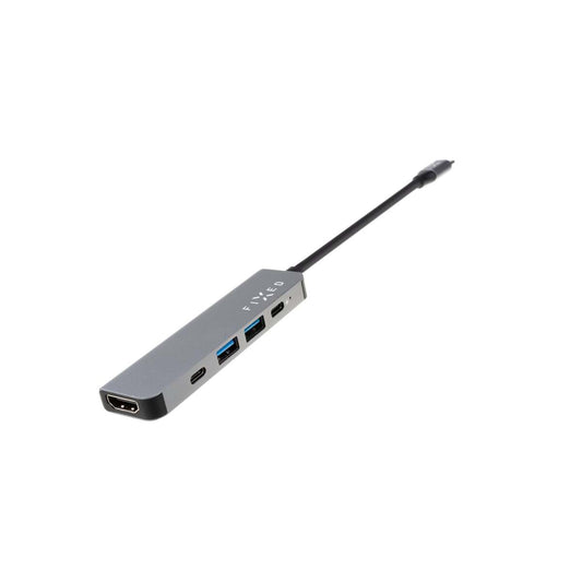 5portový hliníkový USB-C hub FIXED HUB Mini pro notebooky a tablety - šedý
